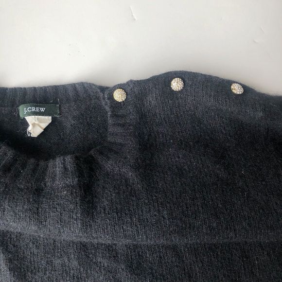 J. Crew Black Knit Cashmere Wool Angora Rabbit Hair Rayon Blend Sweater Women M - Picture 4 of 8